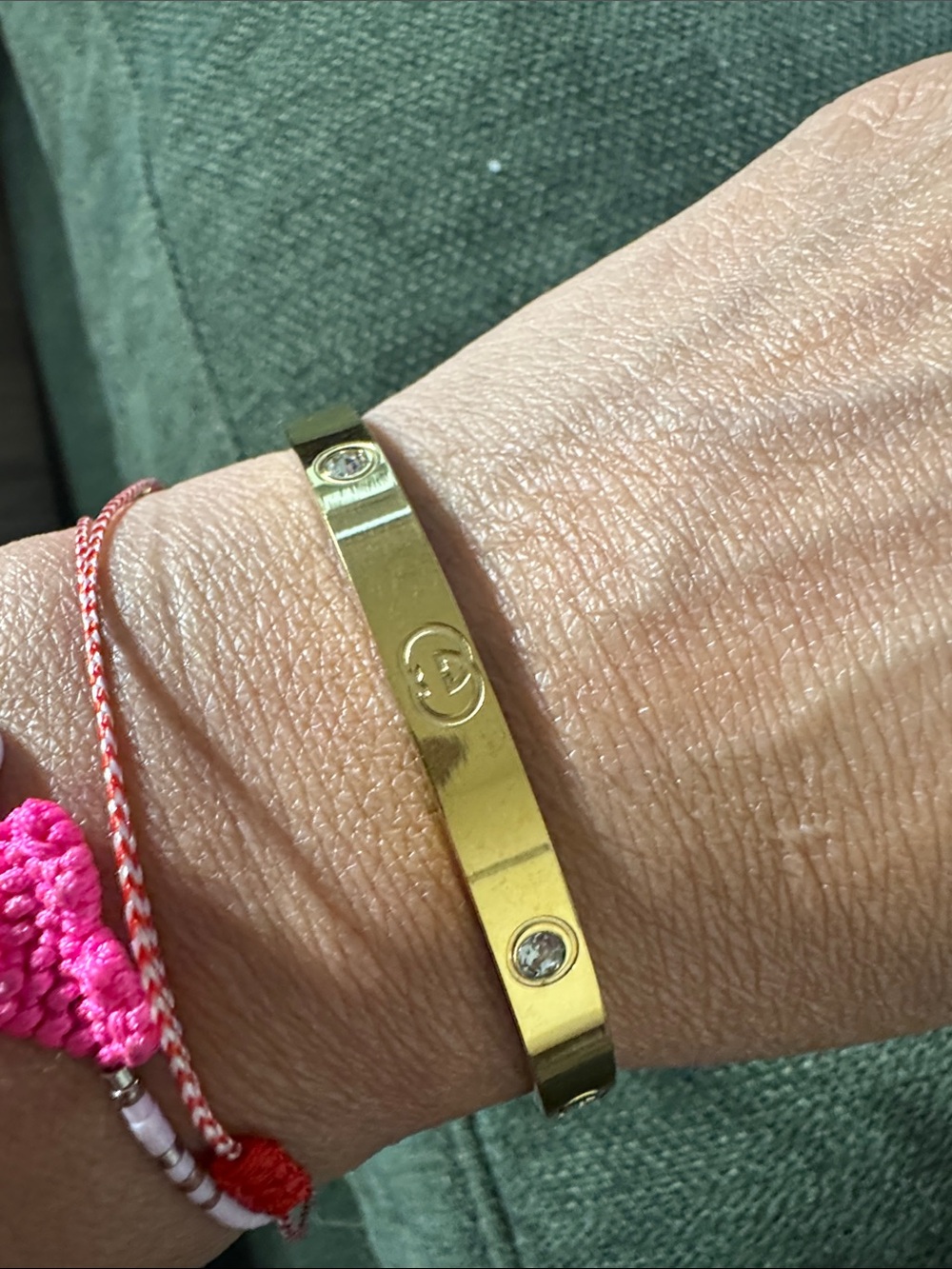Gold Crystal Accent Bangle Bracelet - Women